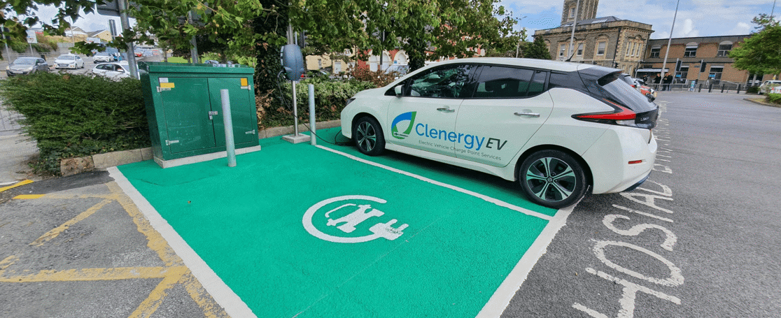 electric vehicle charging at a clenergy ev site in Carmarthenshire, Wales