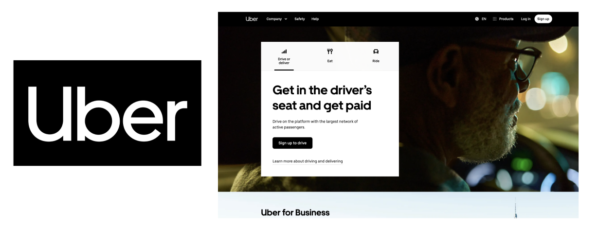 Uber logo and website