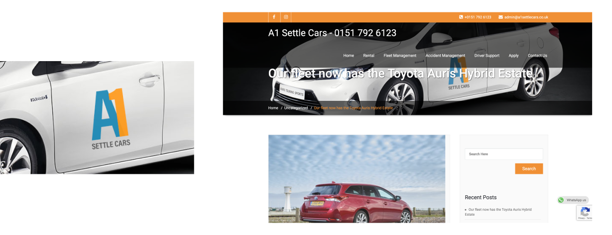 A1 Settle Cars logo and website