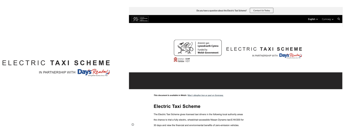 Electric taxi scheme logo and website