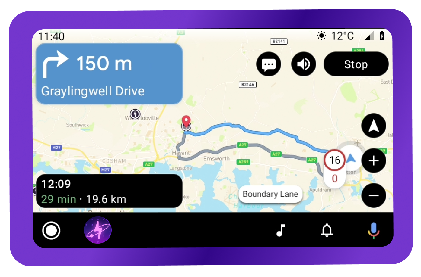image shows Electric Universe app on Apple CarPlay
