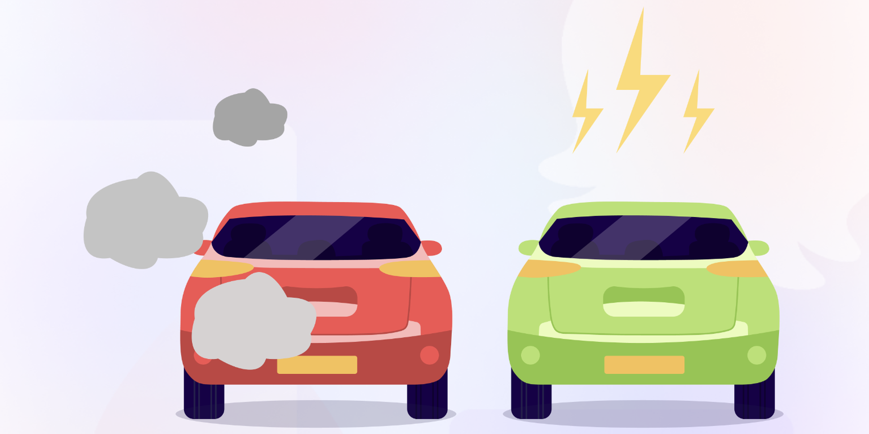 header image showing an electric vehicle and petrol diesel car