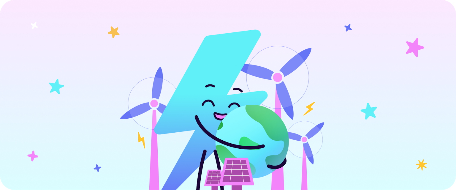 Graphic of Zap hugging the world