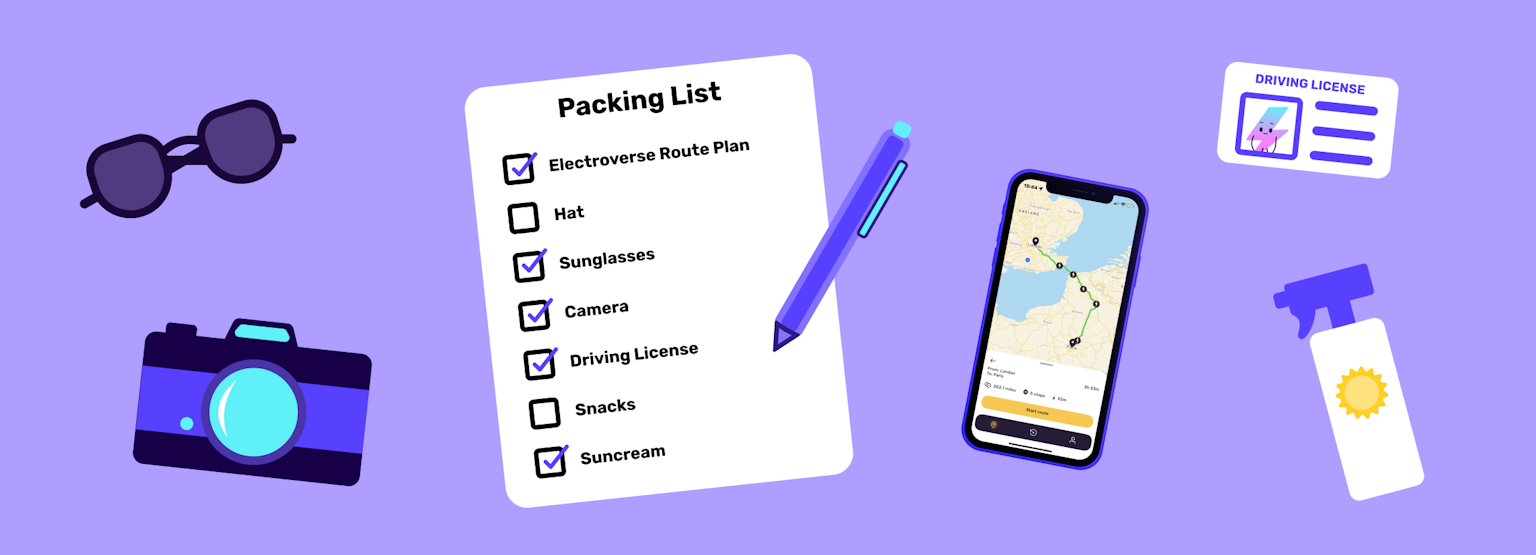 image with packing list for road trip