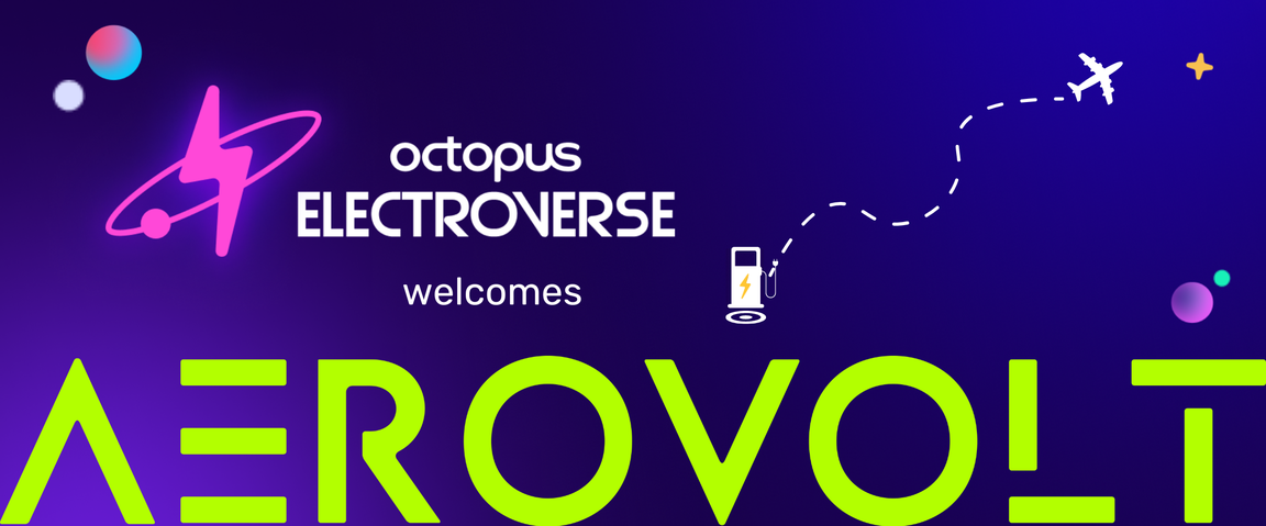 Octopus Electroverse and AeroVolt logos on a purple background