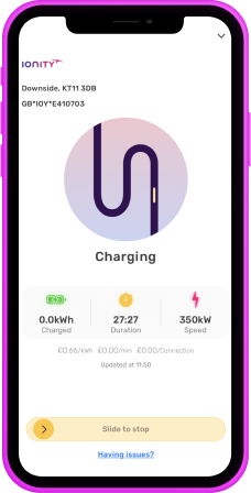 Electroverse in-app charging feature