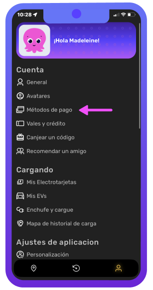 Payment method profile (ES) screenshot phone