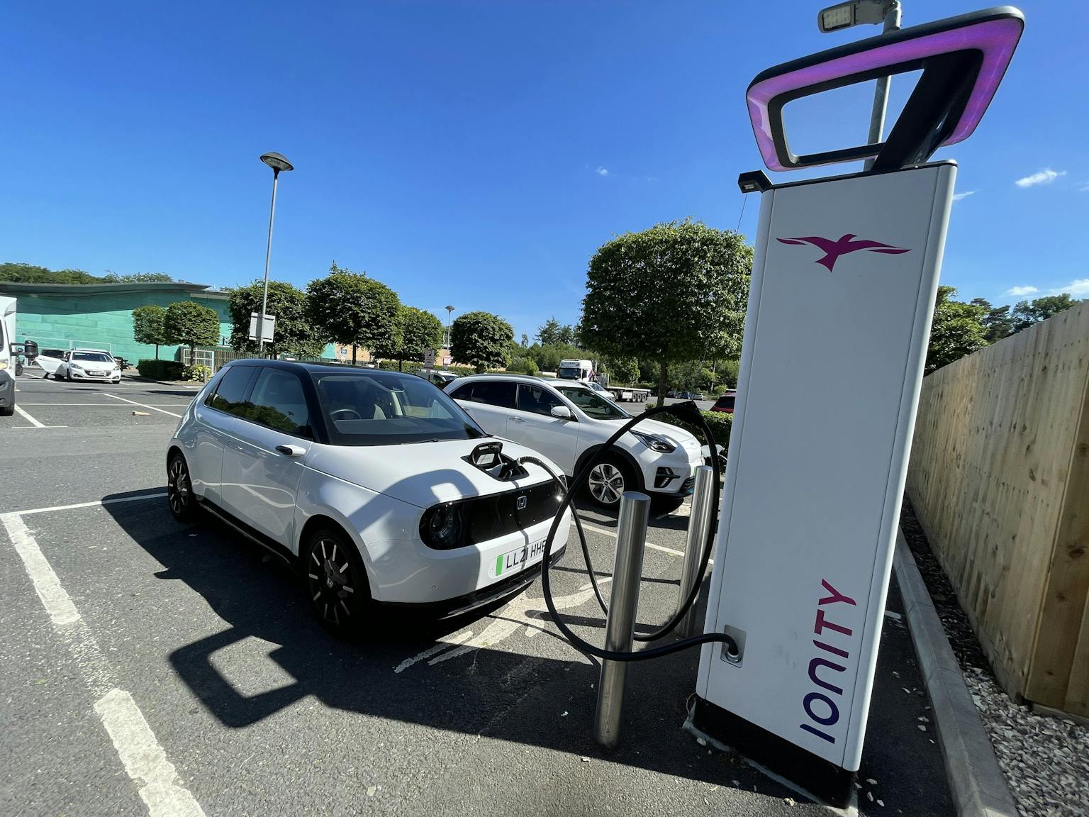 photo shows electric car charging at an Ionity charging location